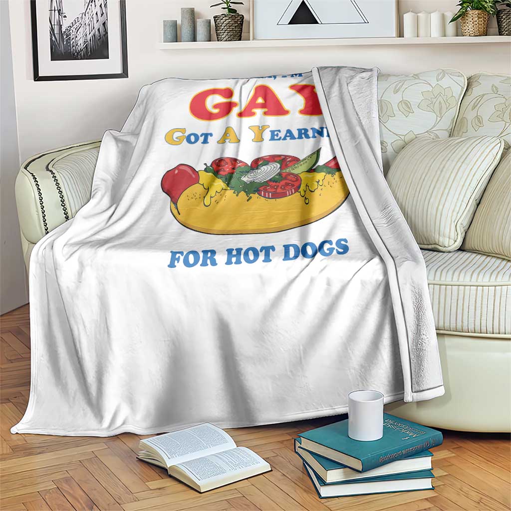 Yeah I’m GAY Got A Yearning For Hot Dogs Throw Blanket Funny Foodie Humor Retro Graphic TS02 Print Your Wear