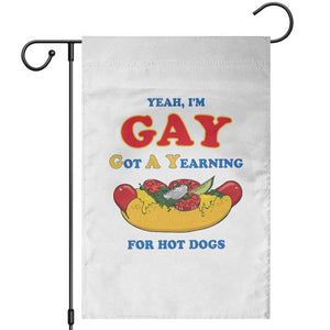 Yeah I’m GAY Got A Yearning For Hot Dogs Garden Flag Funny Foodie Humor Retro Graphic TS02 White Print Your Wear