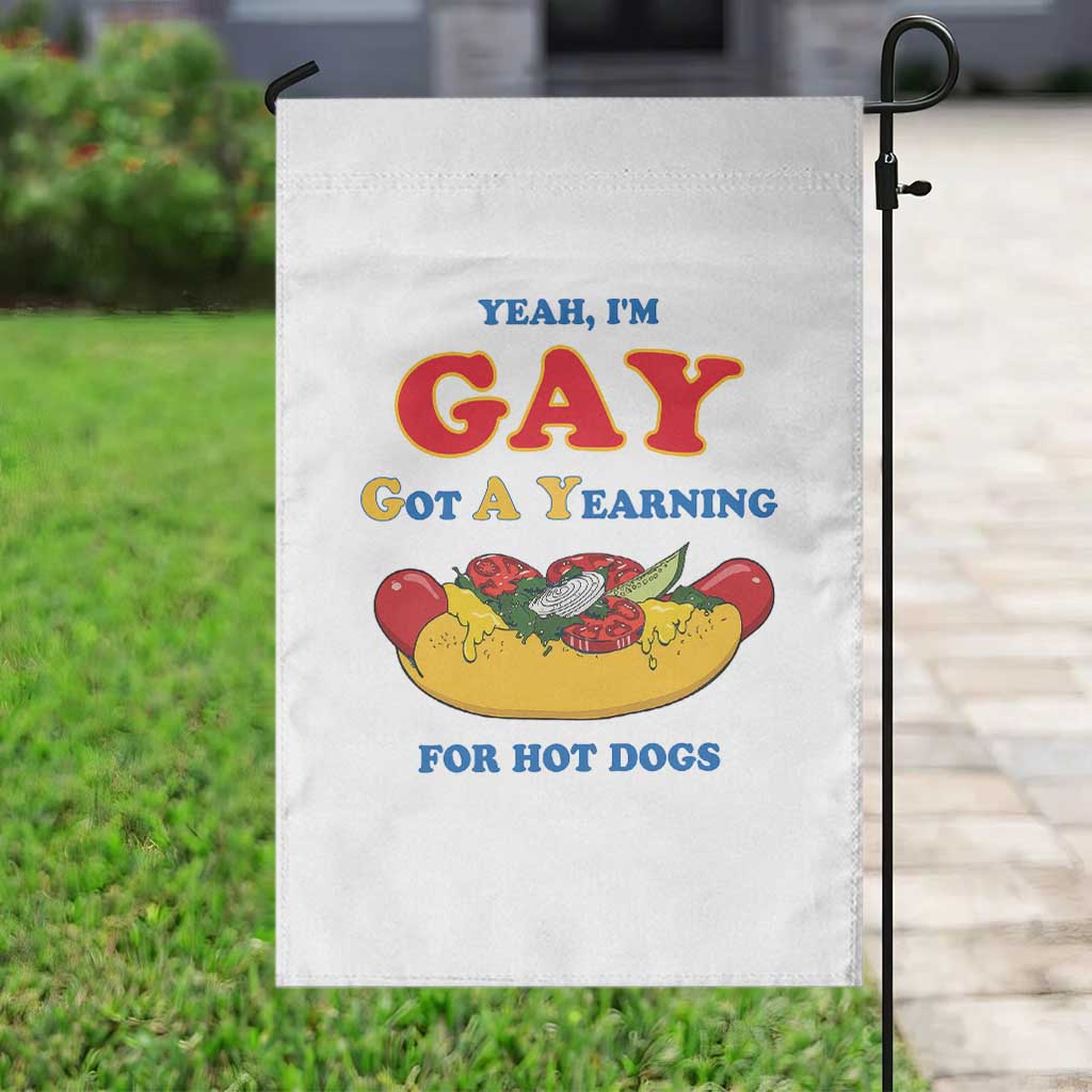 Yeah I’m GAY Got A Yearning For Hot Dogs Garden Flag Funny Foodie Humor Retro Graphic TS02 Print Your Wear