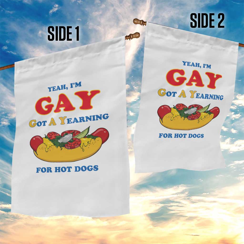 Yeah I’m GAY Got A Yearning For Hot Dogs Garden Flag Funny Foodie Humor Retro Graphic TS02 Print Your Wear