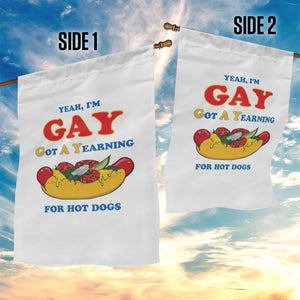 Yeah I’m GAY Got A Yearning For Hot Dogs Garden Flag Funny Foodie Humor Retro Graphic TS02 Print Your Wear
