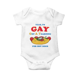 Yeah I’m GAY Got A Yearning For Hot Dogs Baby Onesie Funny Foodie Humor Retro Graphic TS02 White Print Your Wear
