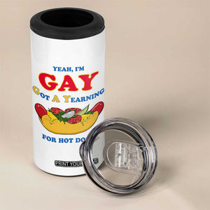 Yeah I’m GAY Got A Yearning For Hot Dogs 4 in 1 Can Cooler Tumbler Funny Foodie Humor Retro Graphic TS02 Print Your Wear