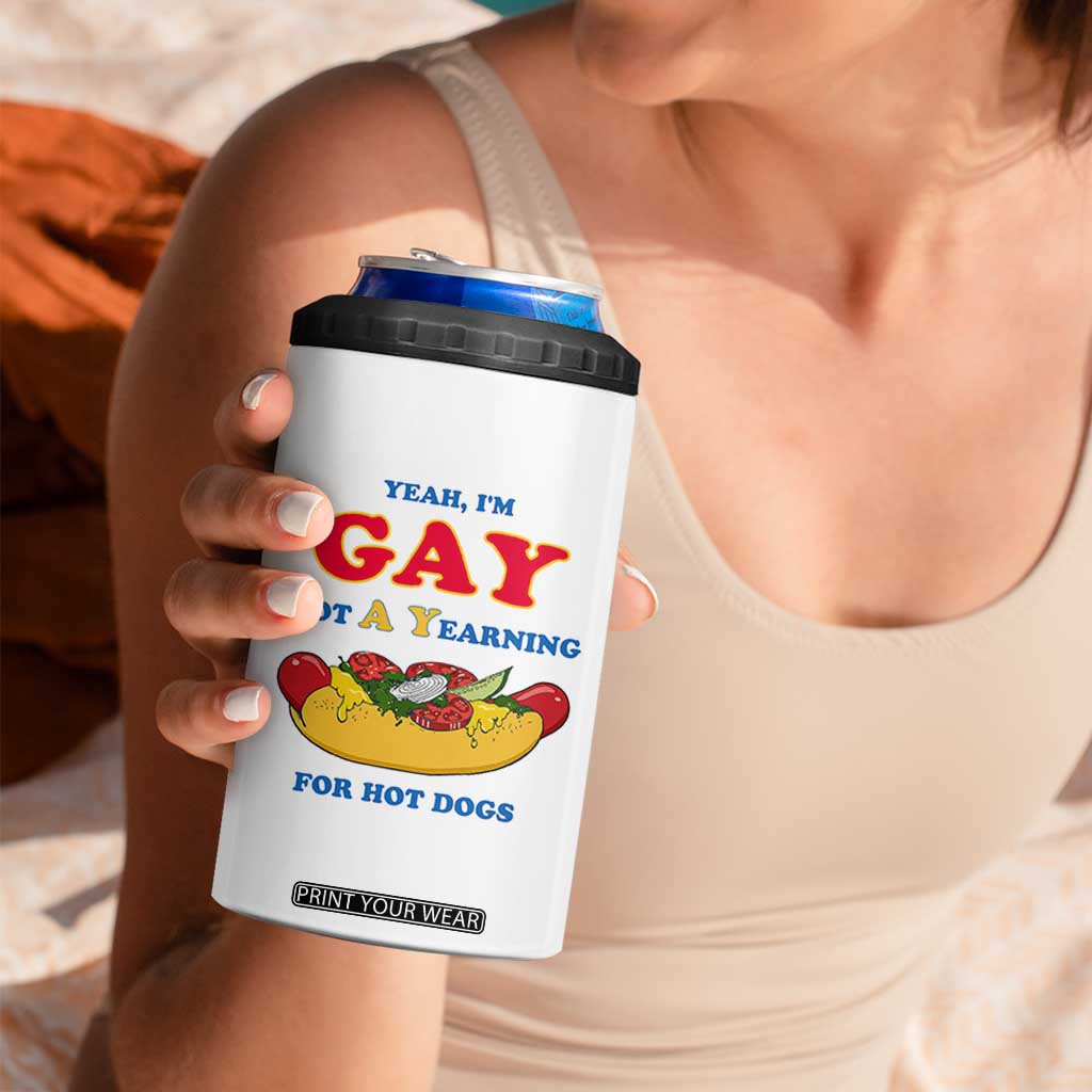Yeah I’m GAY Got A Yearning For Hot Dogs 4 in 1 Can Cooler Tumbler Funny Foodie Humor Retro Graphic TS02 Print Your Wear