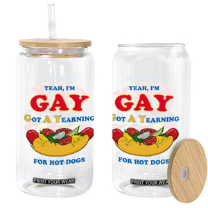 Yeah I’m GAY Got A Yearning For Hot Dogs Glass Can Funny Foodie Humor Retro Graphic TS02 Print Your Wear