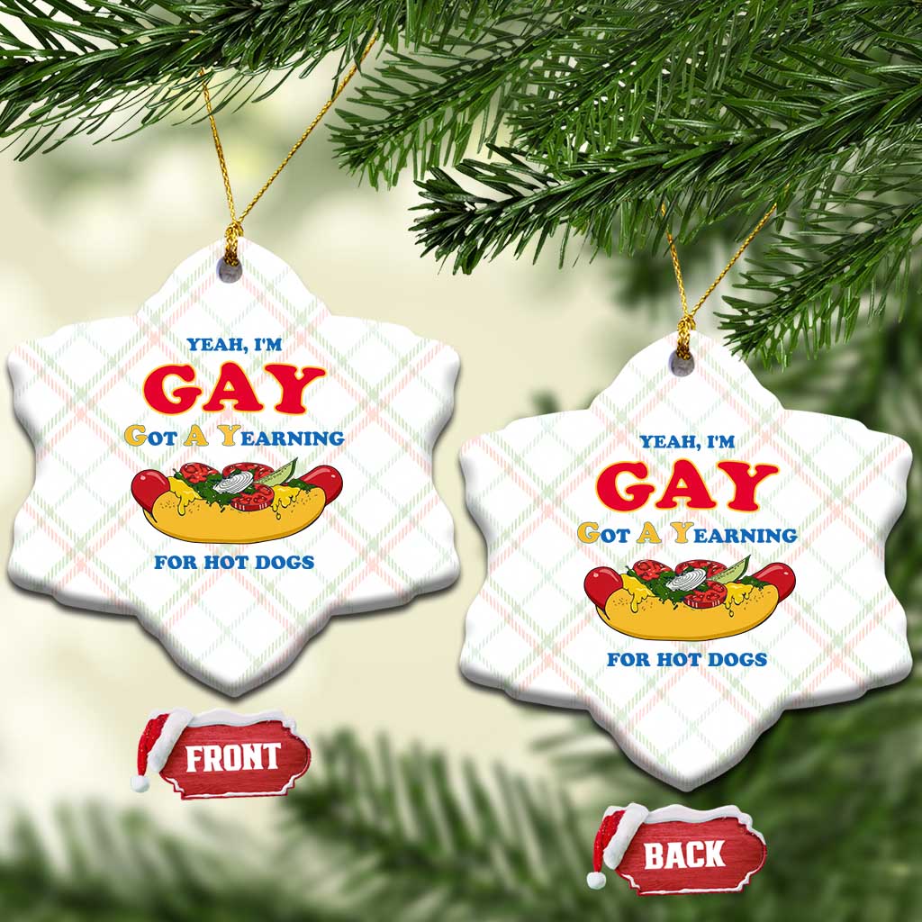 Yeah I’m GAY Got A Yearning For Hot Dogs Ceramic Ornament Funny Foodie Humor Retro Graphic TS02 Print Your Wear