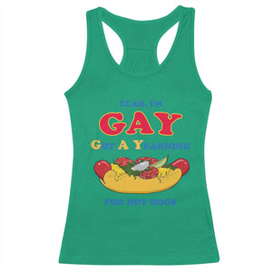 Yeah I’m GAY Got A Yearning For Hot Dogs Racerback Tank Top Funny Foodie Humor Retro Graphic TS02 Irish Green Print Your Wear