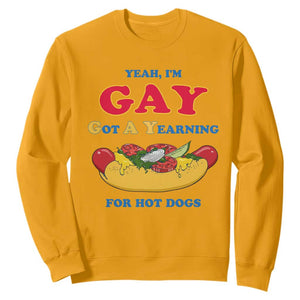 Yeah I’m GAY Got A Yearning For Hot Dogs Sweatshirt Funny Foodie Humor Retro Graphic TS02 Gold Print Your Wear