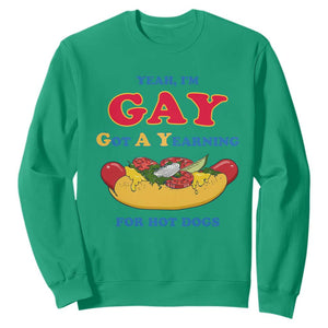 Yeah I’m GAY Got A Yearning For Hot Dogs Sweatshirt Funny Foodie Humor Retro Graphic TS02 Irish Green Print Your Wear