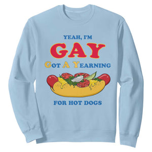 Yeah I’m GAY Got A Yearning For Hot Dogs Sweatshirt Funny Foodie Humor Retro Graphic TS02 Light Blue Print Your Wear