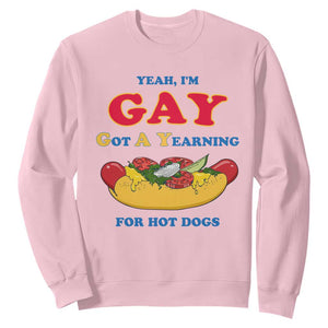 Yeah I’m GAY Got A Yearning For Hot Dogs Sweatshirt Funny Foodie Humor Retro Graphic TS02 Light Pink Print Your Wear