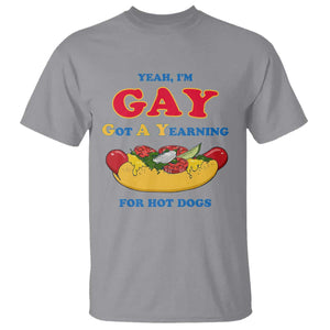 Yeah I’m GAY Got A Yearning For Hot Dogs T Shirt Funny Foodie Humor Retro Graphic TS02 Sport Gray Print Your Wear