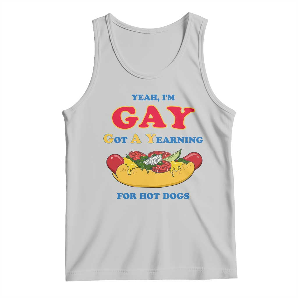 Yeah I’m GAY Got A Yearning For Hot Dogs Tank Top Funny Foodie Humor Retro Graphic TS02 Ash Print Your Wear