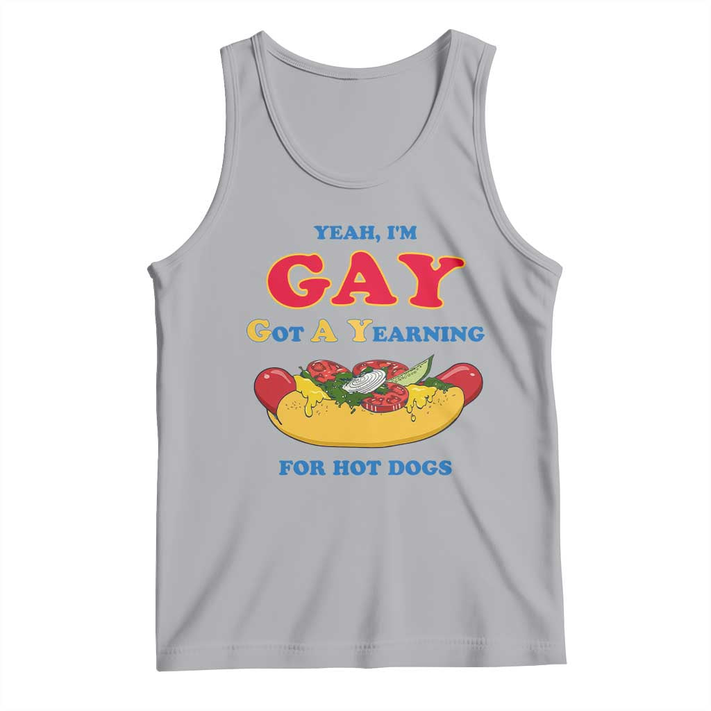 Yeah I’m GAY Got A Yearning For Hot Dogs Tank Top Funny Foodie Humor Retro Graphic TS02 Athletic Heather Print Your Wear