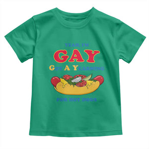 Yeah I’m GAY Got A Yearning For Hot Dogs Toddler T Shirt Funny Foodie Humor Retro Graphic TS02 Irish Green Print Your Wear