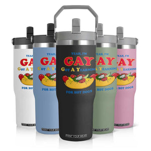 Yeah I’m GAY Got A Yearning For Hot Dogs Flip Straw Tumbler Funny Foodie Humor Retro Graphic TS02 Print Your Wear