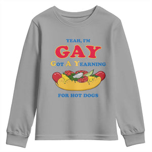 Yeah I’m GAY Got A Yearning For Hot Dogs Youth Sweatshirt Funny Foodie Humor Retro Graphic TS02 Sport Gray Print Your Wear