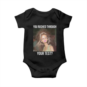 Funny Disheveled Doll Meme Testing Day Baby Onesie You Rushed Through Your Test Teacher Reaction Humor TS02 Black Print Your Wear