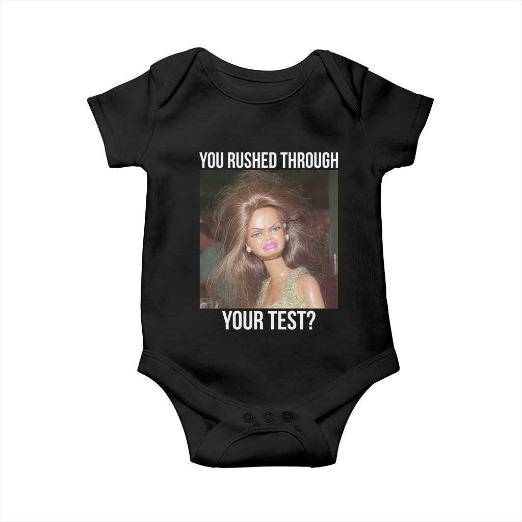 Funny Disheveled Doll Meme Testing Day Baby Onesie You Rushed Through Your Test Teacher Reaction Humor TS02 Black Print Your Wear