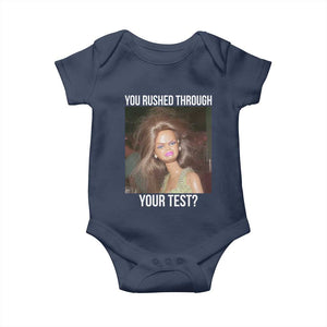 Funny Disheveled Doll Meme Testing Day Baby Onesie You Rushed Through Your Test Teacher Reaction Humor TS02 Navy Print Your Wear