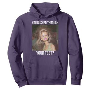 Funny Disheveled Doll Meme Testing Day Hoodie You Rushed Through Your Test Teacher Reaction Humor TS02 Purple Print Your Wear