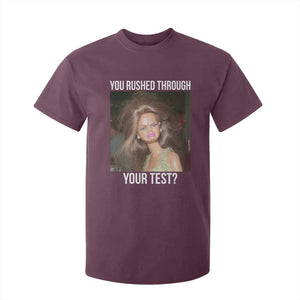Funny Disheveled Doll Meme Testing Day T Shirt For Kid You Rushed Through Your Test Teacher Reaction Humor TS02 Maroon Print Your Wear