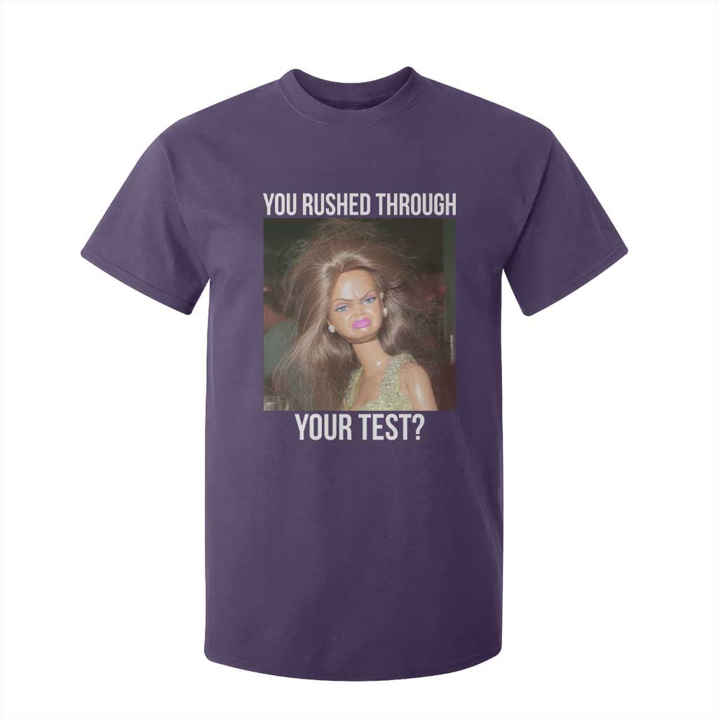 Funny Disheveled Doll Meme Testing Day T Shirt For Kid You Rushed Through Your Test Teacher Reaction Humor TS02 Purple Print Your Wear