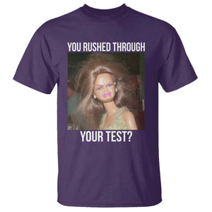 Funny Disheveled Doll Meme Testing Day T Shirt You Rushed Through Your Test Teacher Reaction Humor TS02 Purple Print Your Wear