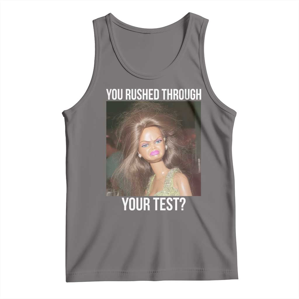 Funny Disheveled Doll Meme Testing Day Tank Top You Rushed Through Your Test Teacher Reaction Humor TS02 Deep Heather Print Your Wear