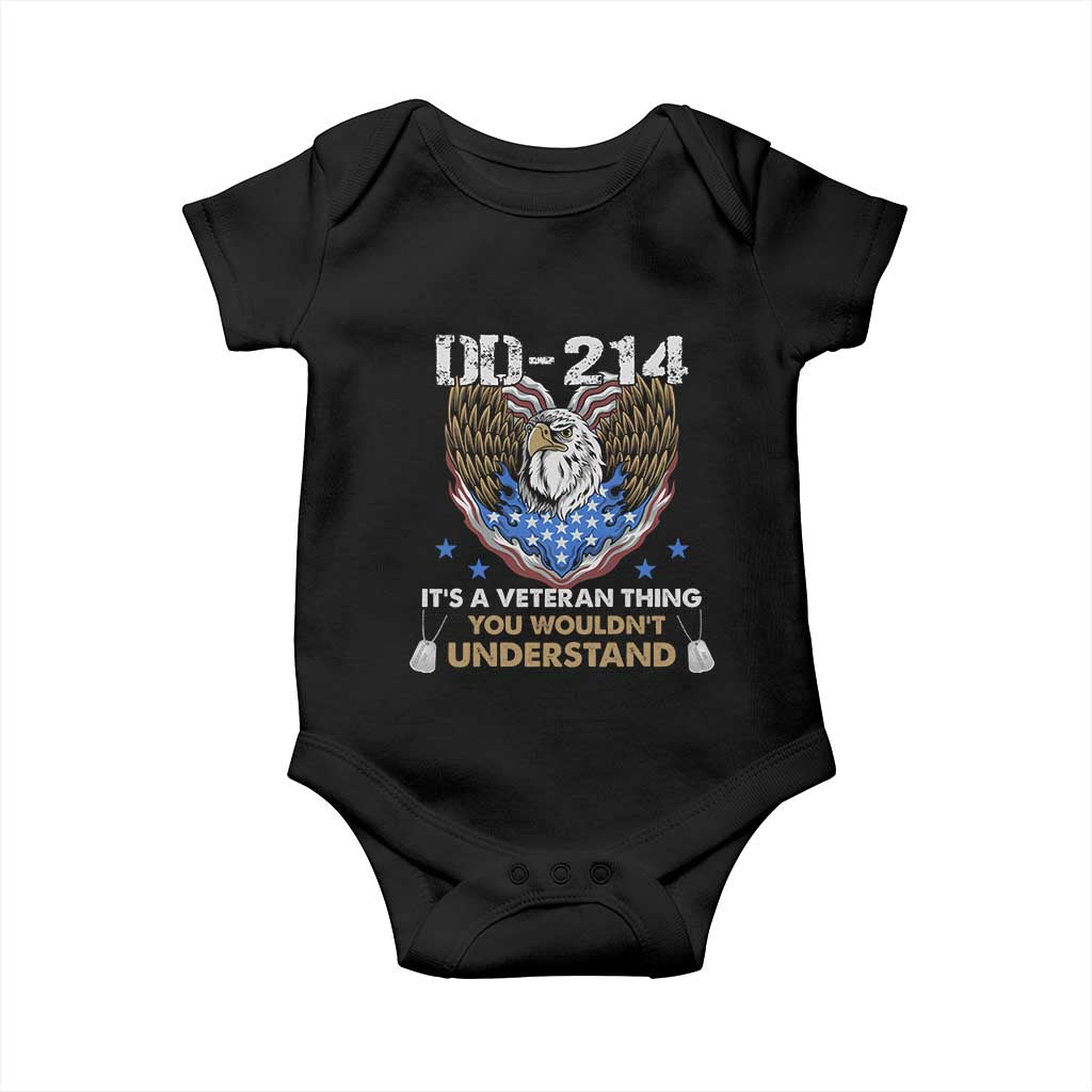 DD-214 Its A Veteran Thing You Wouldnt Understand Baby Onesie Patriotic American Eagle Military Pride Graphic TS02 Black Print Your Wear