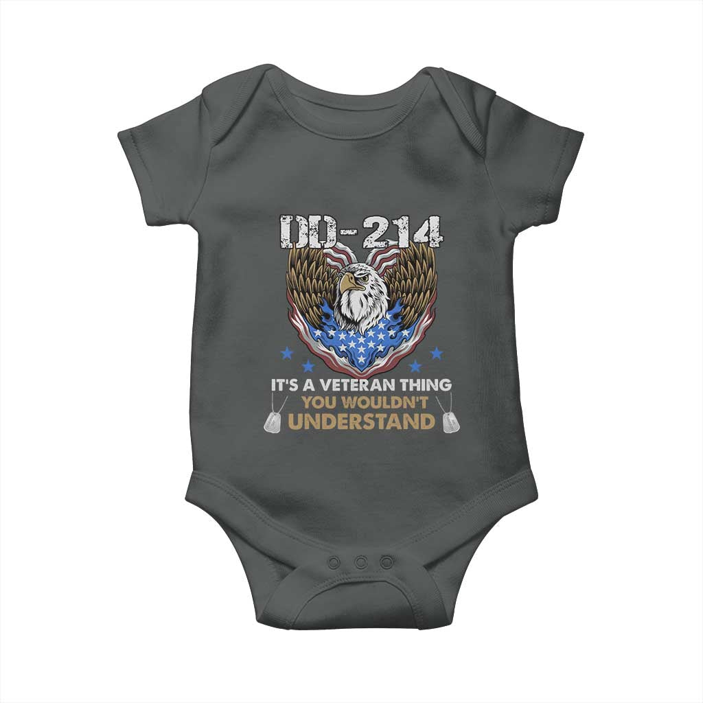 DD-214 Its A Veteran Thing You Wouldnt Understand Baby Onesie Patriotic American Eagle Military Pride Graphic TS02 Dark Heather Print Your Wear