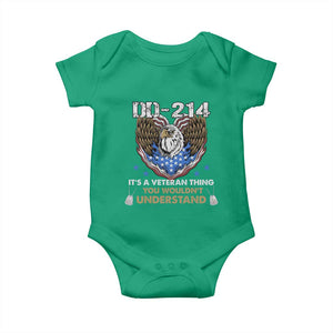 DD-214 Its A Veteran Thing You Wouldnt Understand Baby Onesie Patriotic American Eagle Military Pride Graphic TS02 Irish Green Print Your Wear