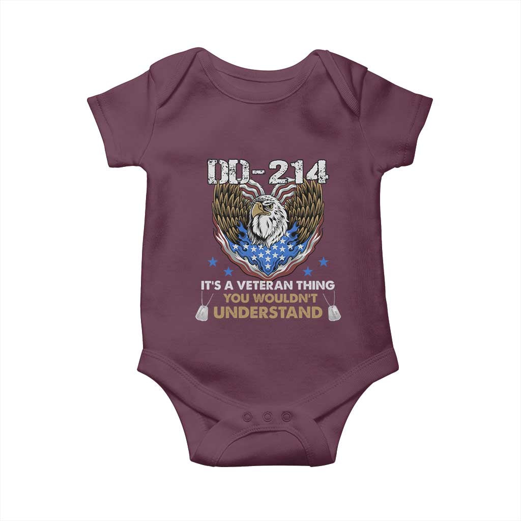 DD-214 Its A Veteran Thing You Wouldnt Understand Baby Onesie Patriotic American Eagle Military Pride Graphic TS02 Maroon Print Your Wear