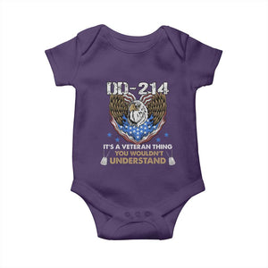 DD-214 Its A Veteran Thing You Wouldnt Understand Baby Onesie Patriotic American Eagle Military Pride Graphic TS02 Purple Print Your Wear