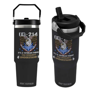 DD-214 Its A Veteran Thing You Wouldnt Understand Flip Straw Tumbler Patriotic American Eagle Military Pride Graphic TS02 One Size: 30 oz Black Print Your Wear