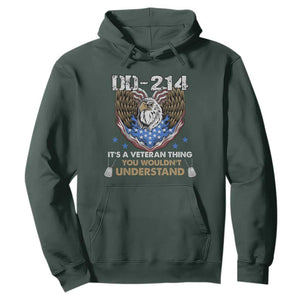 DD-214 Its A Veteran Thing You Wouldnt Understand Hoodie Patriotic American Eagle Military Pride Graphic TS02 Dark Forest Green Print Your Wear