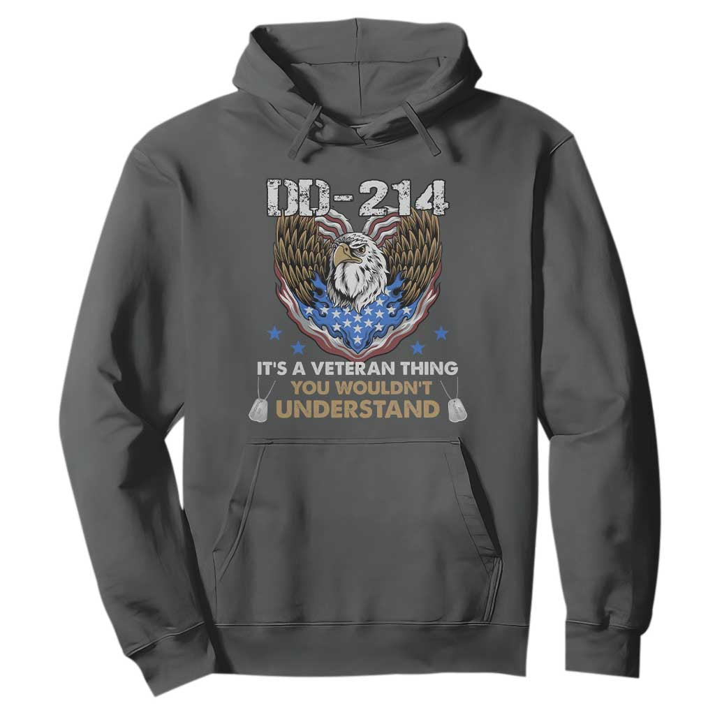 DD-214 Its A Veteran Thing You Wouldnt Understand Hoodie Patriotic American Eagle Military Pride Graphic TS02 Dark Heather Print Your Wear