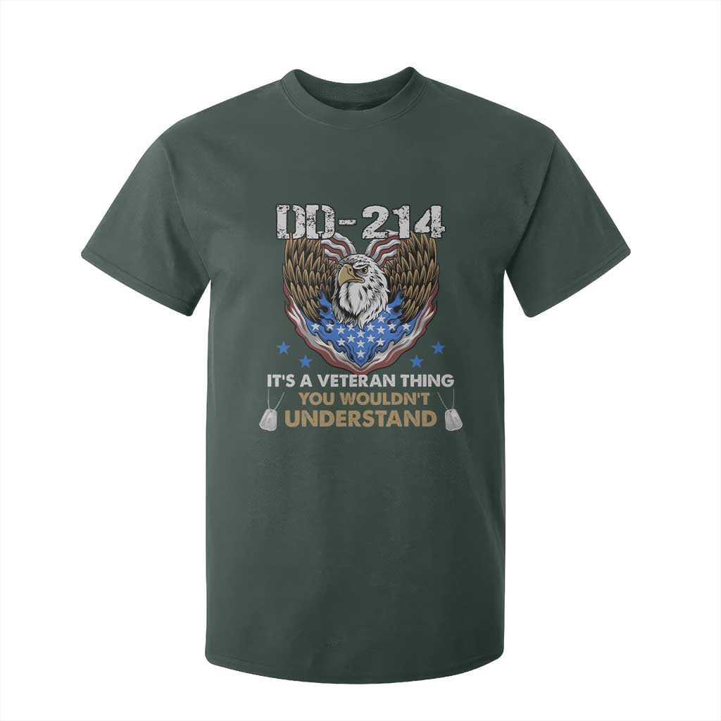 DD-214 Its A Veteran Thing You Wouldnt Understand T Shirt For Kid Patriotic American Eagle Military Pride Graphic TS02 Dark Forest Green Print Your Wear