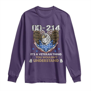 DD-214 Its A Veteran Thing You Wouldnt Understand Long Sleeve Shirt Patriotic American Eagle Military Pride Graphic TS02 Purple Print Your Wear