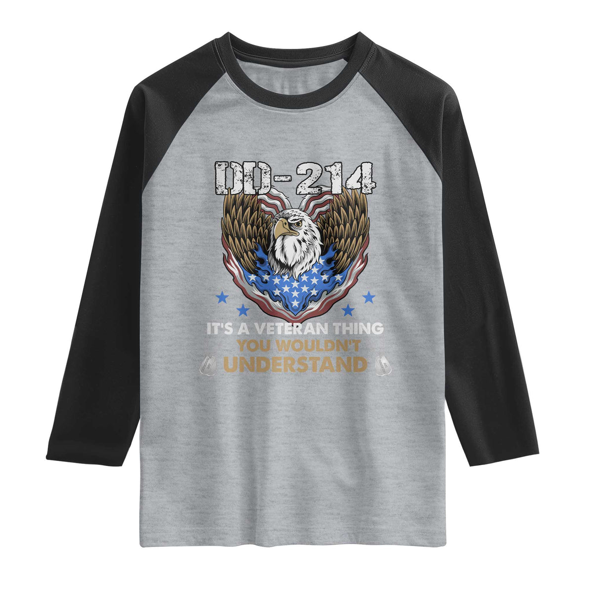 DD-214 Its A Veteran Thing You Wouldnt Understand Raglan Shirt Patriotic American Eagle Military Pride Graphic TS02 Heather Gray Black Print Your Wear