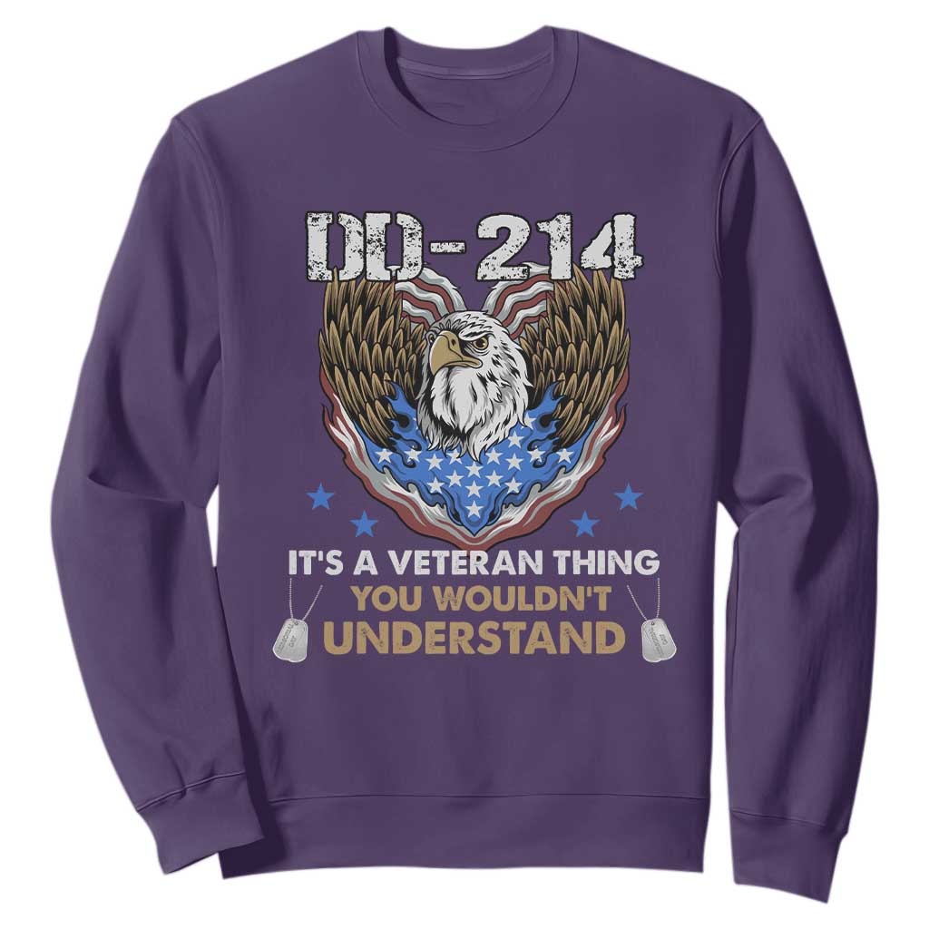 DD-214 Its A Veteran Thing You Wouldnt Understand Sweatshirt Patriotic American Eagle Military Pride Graphic TS02 Purple Print Your Wear