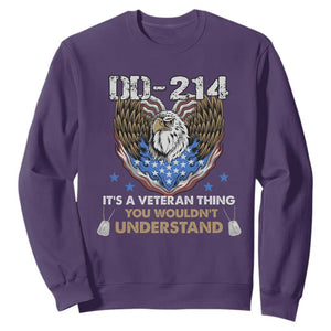 DD-214 Its A Veteran Thing You Wouldnt Understand Sweatshirt Patriotic American Eagle Military Pride Graphic TS02 Purple Print Your Wear