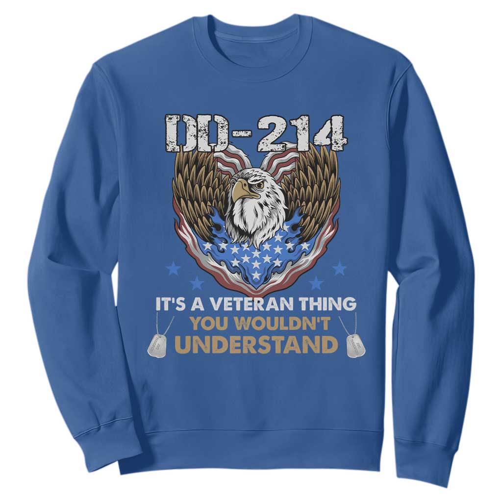 DD-214 Its A Veteran Thing You Wouldnt Understand Sweatshirt Patriotic American Eagle Military Pride Graphic TS02 Royal Blue Print Your Wear