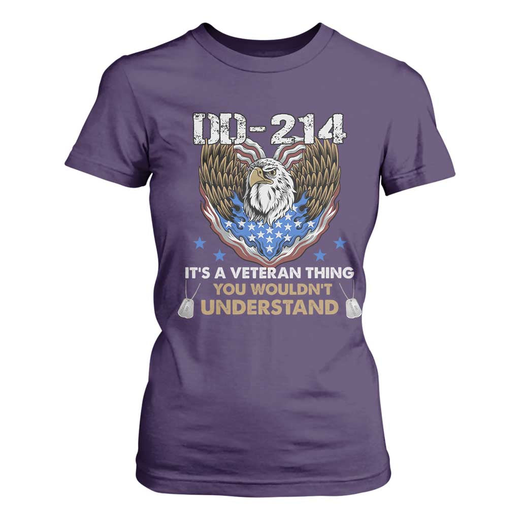 DD-214 Its A Veteran Thing You Wouldnt Understand T Shirt For Women Patriotic American Eagle Military Pride Graphic TS02 Purple Print Your Wear