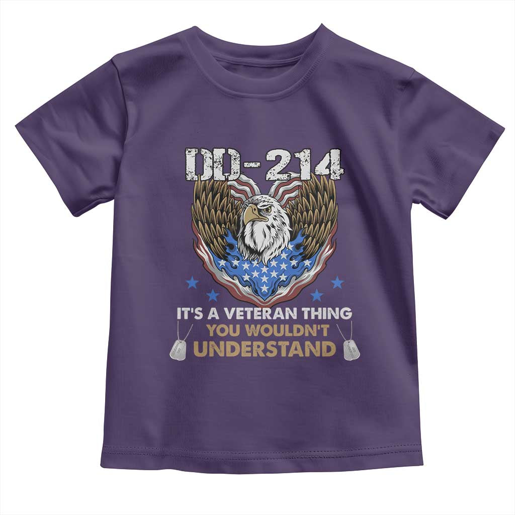 DD-214 Its A Veteran Thing You Wouldnt Understand Toddler T Shirt Patriotic American Eagle Military Pride Graphic TS02 Purple Print Your Wear