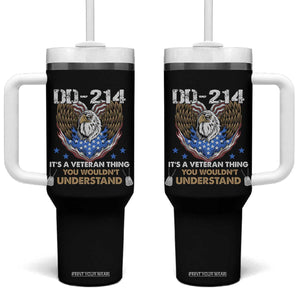 DD-214 Its A Veteran Thing You Wouldnt Understand Tumbler With Handle Patriotic American Eagle Military Pride Graphic TS02 One Size: 40 oz Black Print Your Wear
