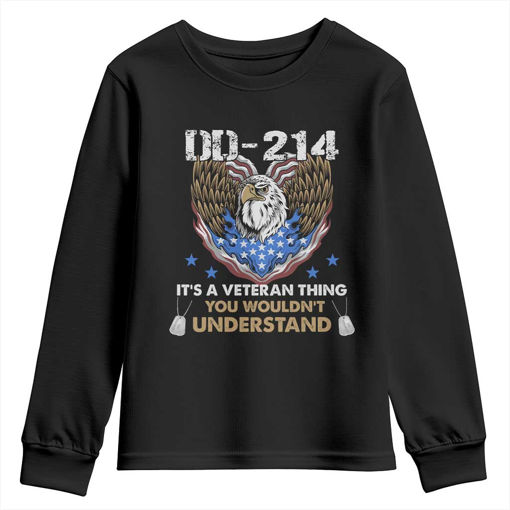 DD-214 Its A Veteran Thing You Wouldnt Understand Youth Sweatshirt Patriotic American Eagle Military Pride Graphic TS02 Black Print Your Wear