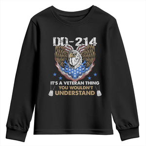 DD-214 Its A Veteran Thing You Wouldnt Understand Youth Sweatshirt Patriotic American Eagle Military Pride Graphic TS02 Black Print Your Wear