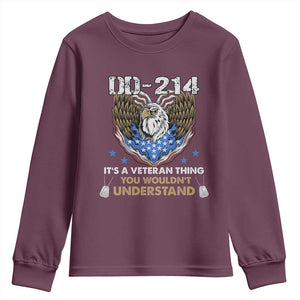 DD-214 Its A Veteran Thing You Wouldnt Understand Youth Sweatshirt Patriotic American Eagle Military Pride Graphic TS02 Maroon Print Your Wear