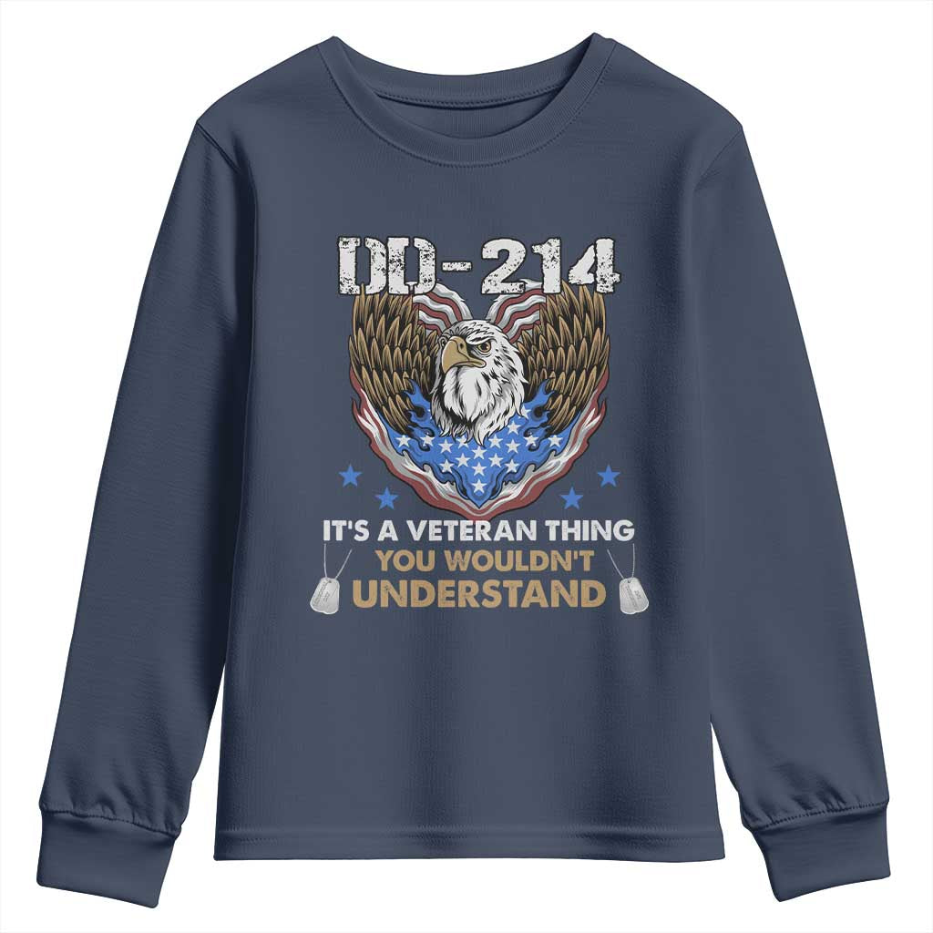 DD-214 Its A Veteran Thing You Wouldnt Understand Youth Sweatshirt Patriotic American Eagle Military Pride Graphic TS02 Navy Print Your Wear